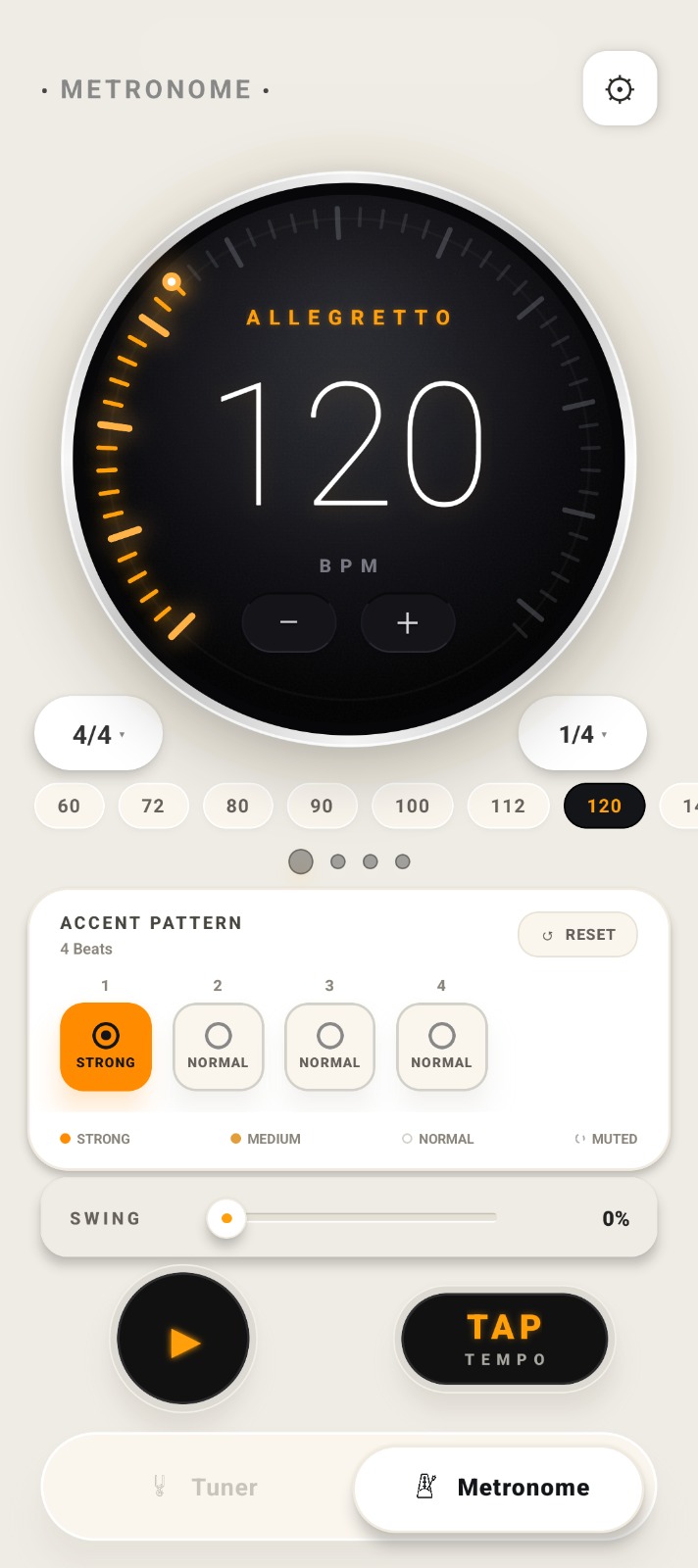 TickWave metronome with tempo and beat controls