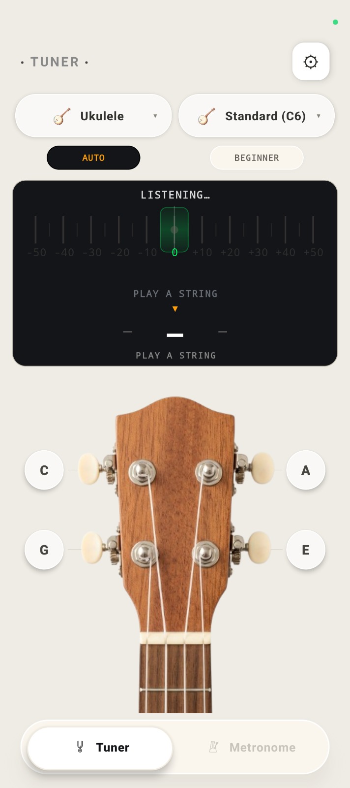 TickWave tuner in Ukulele mode